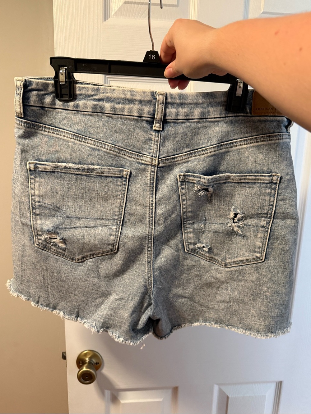 Distressed Light Wash Denim Women’s Shorts - Picture 2 of 10
